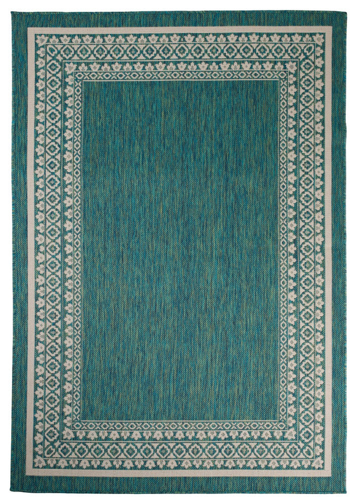 Outdoor Collection Oriental Accent Water Proof Rug, Ocean, 7'10"x10'