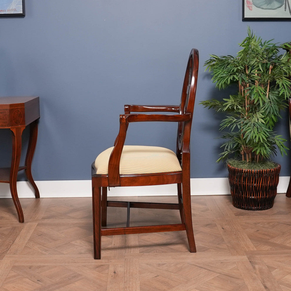 Oval Back Inlaid Arm Chair