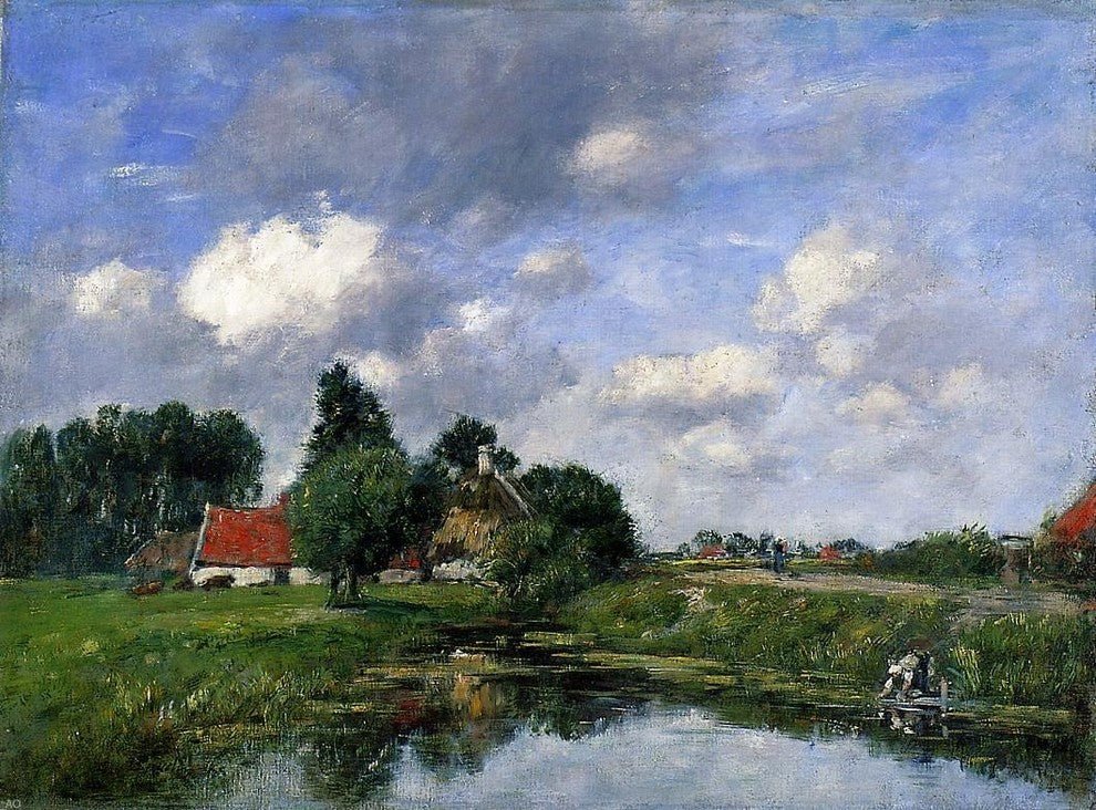 Eugene-Louis Boudin River near Dunkirk, 21"x28" Gallery Wrapped Canvas Print