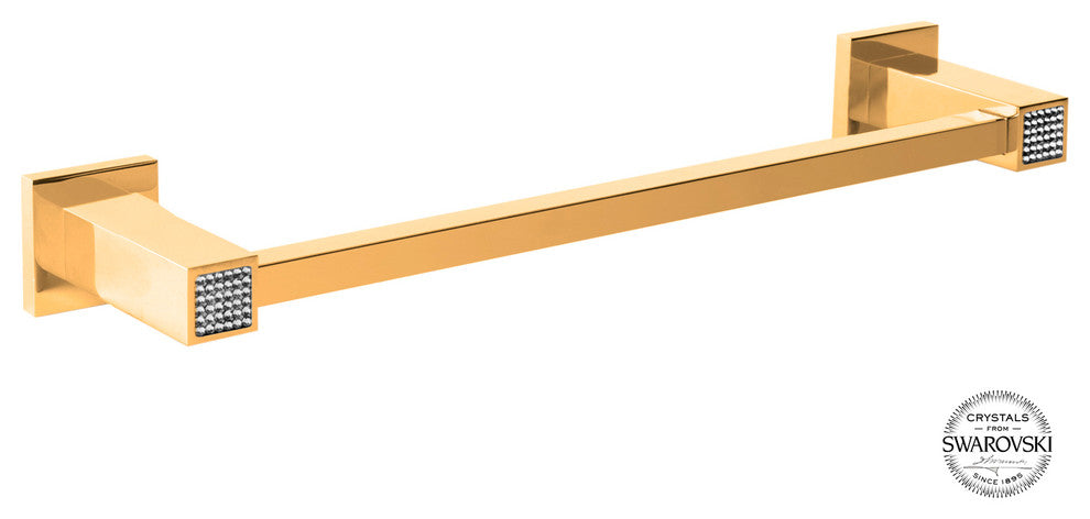 Skip Diamond 24" Towel Bar, Swarovski Crystal, Gold