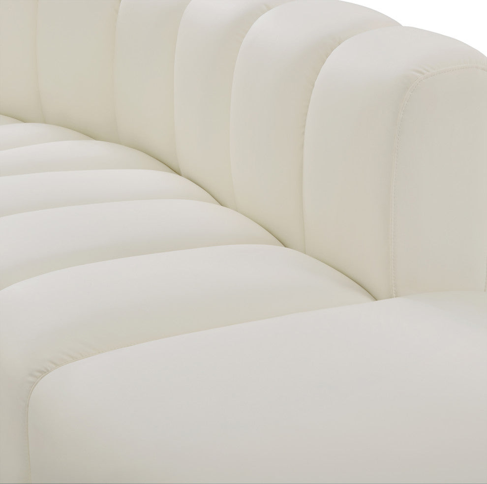 Arc Vegan Leather Upholstered 8-Pc. Inward Curved Modular Sectional, Cream