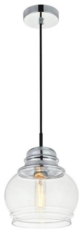 Living District Kenna 1-Light Metal Pendant in Black and Clear