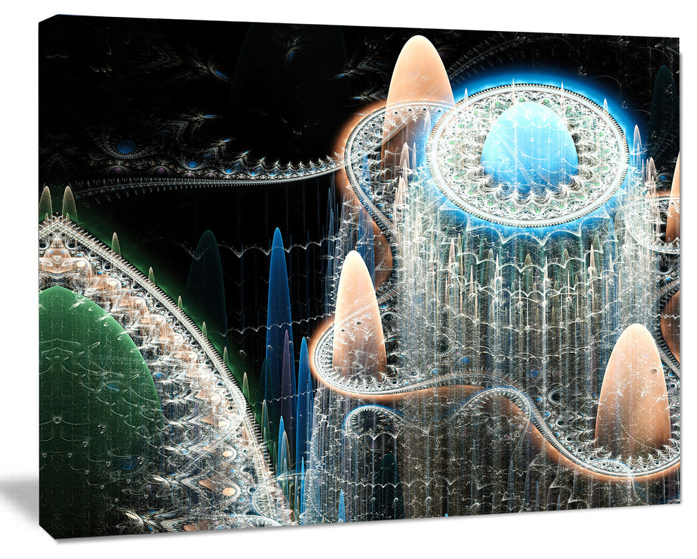 Blue Fractal Infinite World, Oversized Abstract Canvas Art Print, 60x40