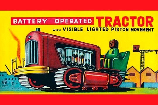 Battery Operated Tractor- Canvas Poster 20" x 30"