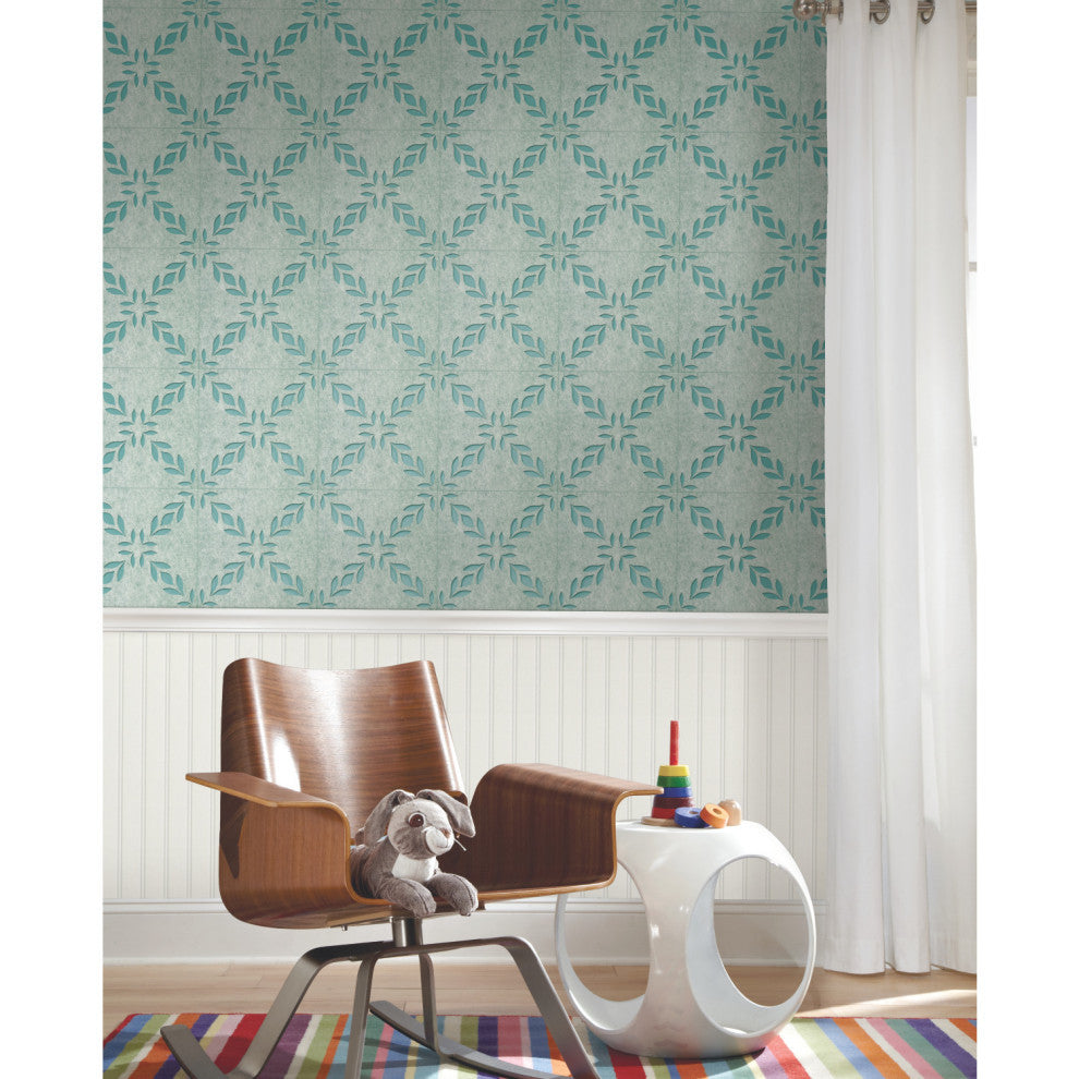 White Botanical Trellis Acoustical Peel & Stick Tiles