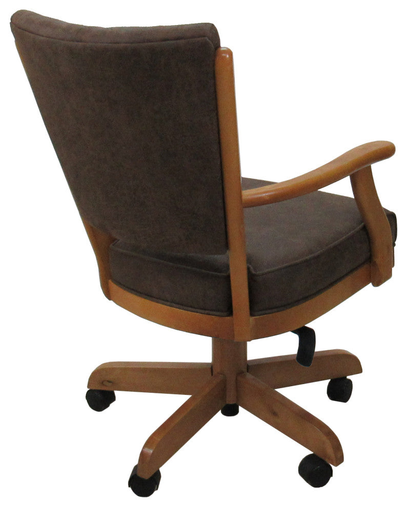 Classic Caster Swivel Dining Chair on Wheels, Solid Wood, Northwest Whiskey - Honey