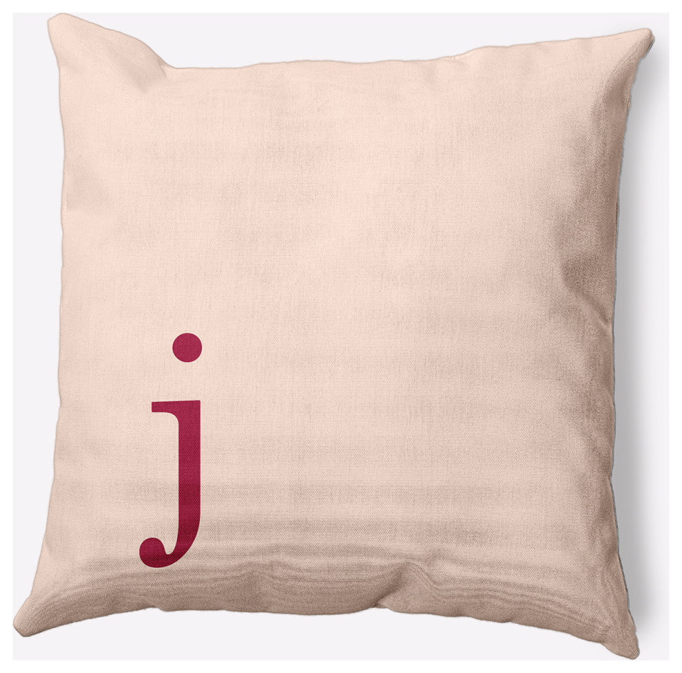 20" x 20" Modern Monogram Indoor/Outdoor Polyester Throw Pillow, Cranberry