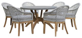 7-Piece Nautical Teak, Rope and Composite Round Dining Set With Sunbrella