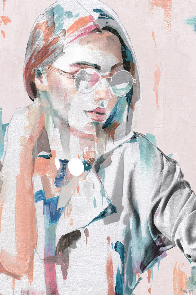 "Hipster Girl" Painting Print on Wrapped Canvas, 40"x60"