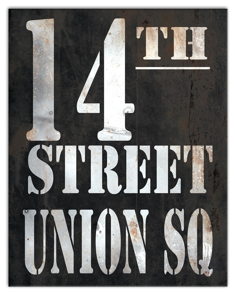 Vintage Sign 14th Street Union Square Print on Canvas