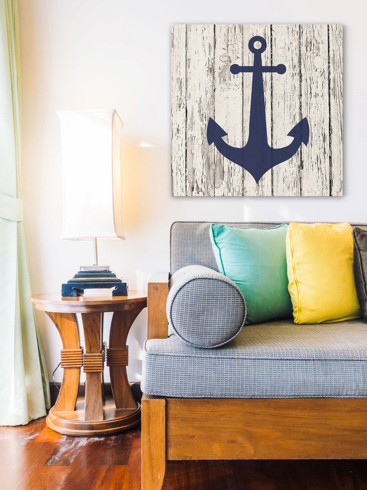 "Blue Anchor" Painting Print on Wrapped Canvas