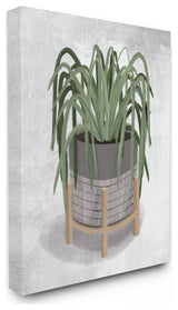 Friendly Spider Plant Grey Green Painting, 30"x40"