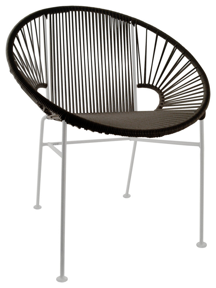 Concha Indoor/Outdoor Handmade Dining Chair, Black Weave, White Frame