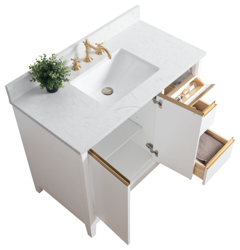 Vanity Art Bathroom Vanity With Sink, White, 42" Single