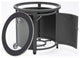 LeisureMod Walbrooke Round Fire Pit Table and Tank Holder With Slats, Gray