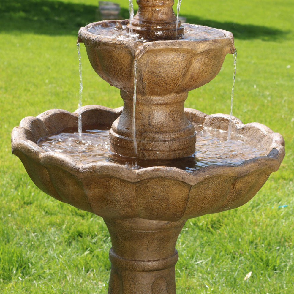Sunnydaze Outdoor Garden Blooming Flower Water Fountain, 2-Tier, 38"