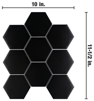 Metro Super 4" Hex Matte Black Porcelain Floor and Wall Tile
