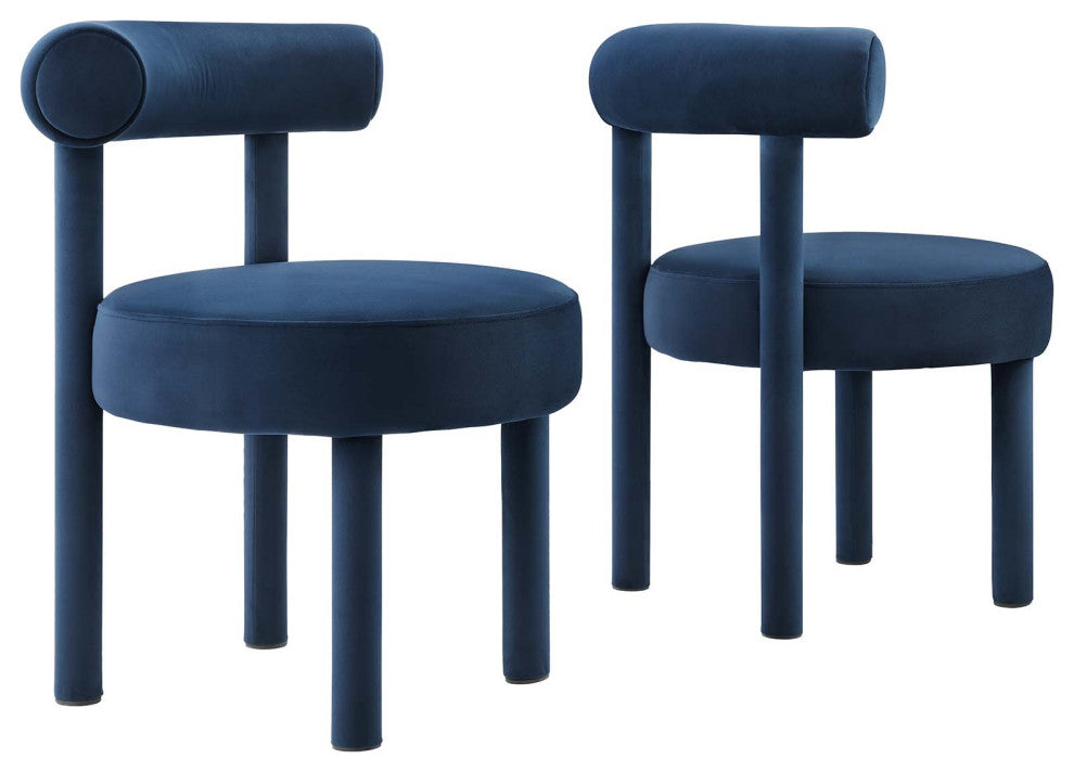 Toulouse Performance Velvet Dining Chair, Set of 2, Midnight Blue