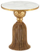 Wrought Iron Antique-Style Gold Tassel Table, White Marble Top