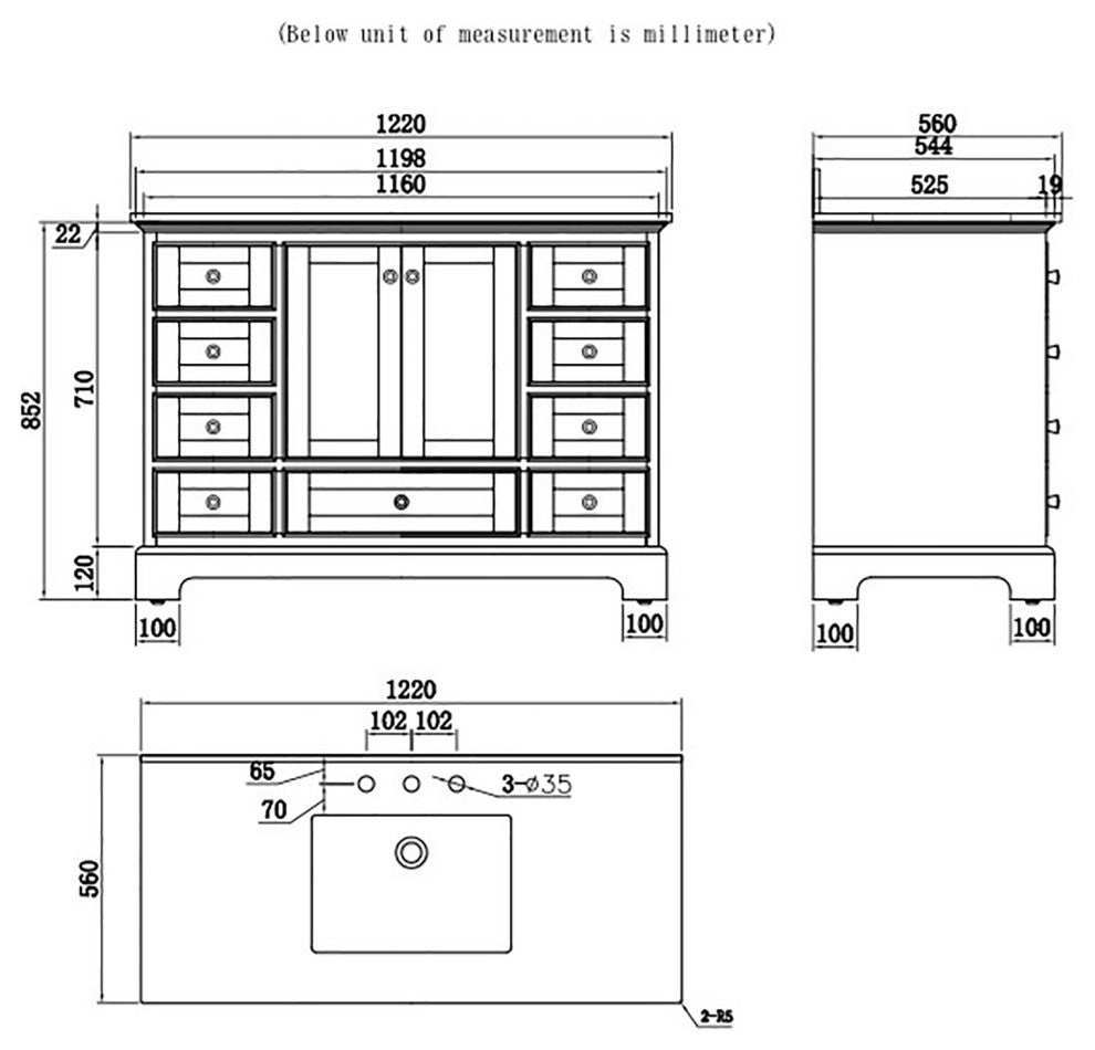 48 inch Matte Plywood Freestanding Bathroom Vanity Set Integrated Ceramic Sink, White