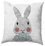 Bow-tie Bunny Easter Indoor/Outdoor Throw Pillow, Wave Top Blue, 18x18"