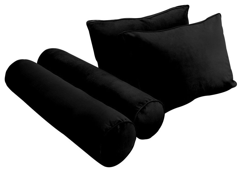 STYLE V1 Twin Velvet Pipe Trim Indoor Daybed Bolster Pillow |COVER ONLY| AD374