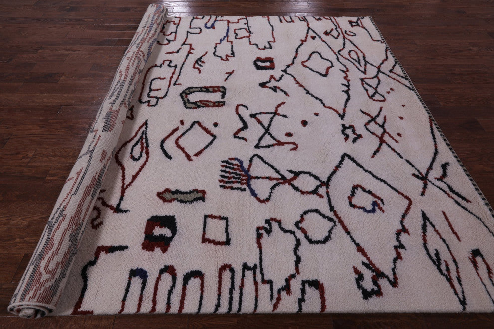 Hand Knotted Moroccan Wool Rug 8' 4" X 9' 11" Q9285
