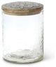 4.6"H Glass Jar Wood/Metal Lid