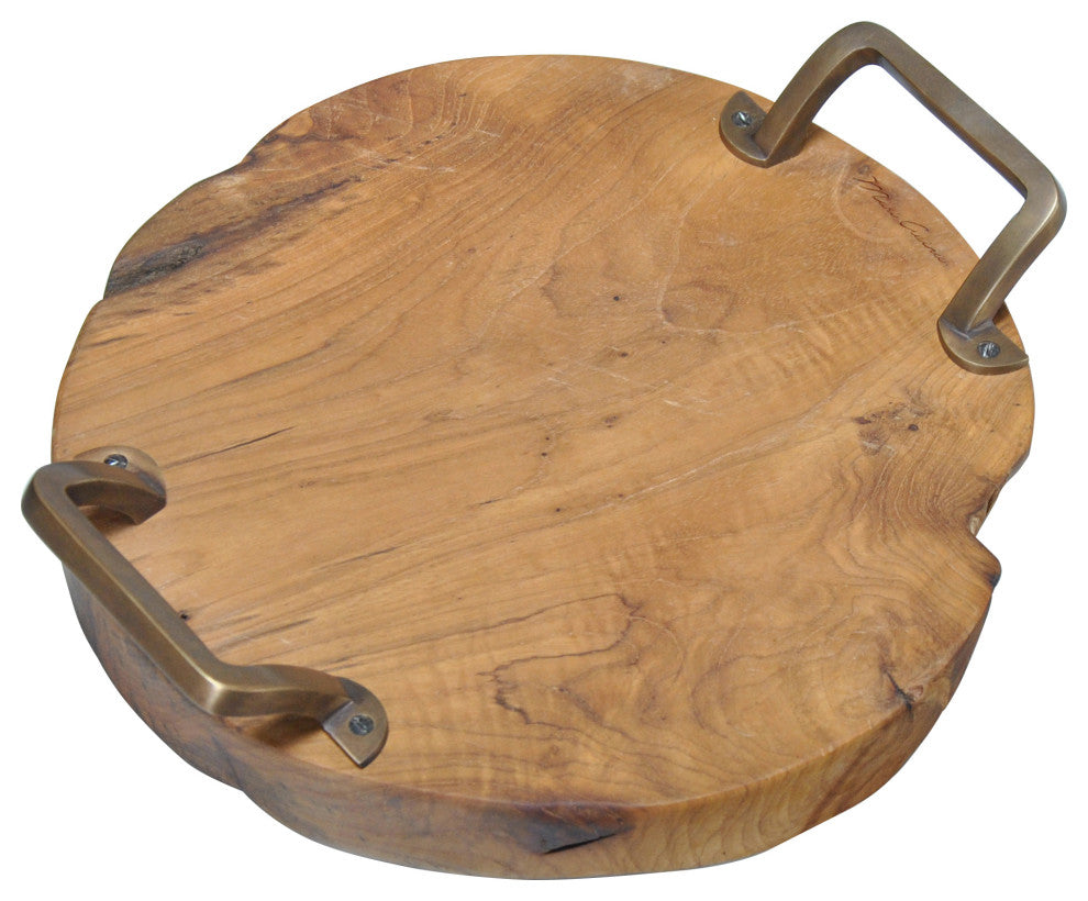 Teak Serving Platter "“ Brass Handles