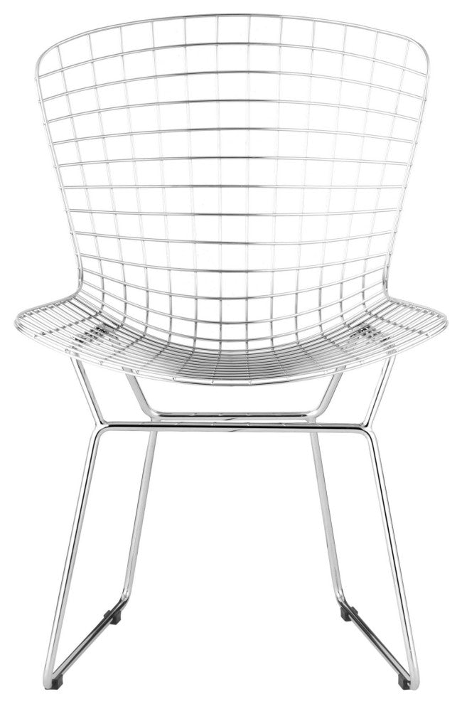 Dining Chair, Set of 2, Steel Metal, Chrome, Mid Century Bar Kitchen Pub Bistro