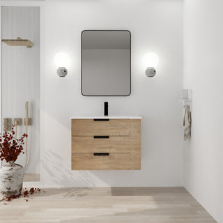30 Inch Wall Mounted Plywood Bathroom Vanity with Resin Basin and Drawers