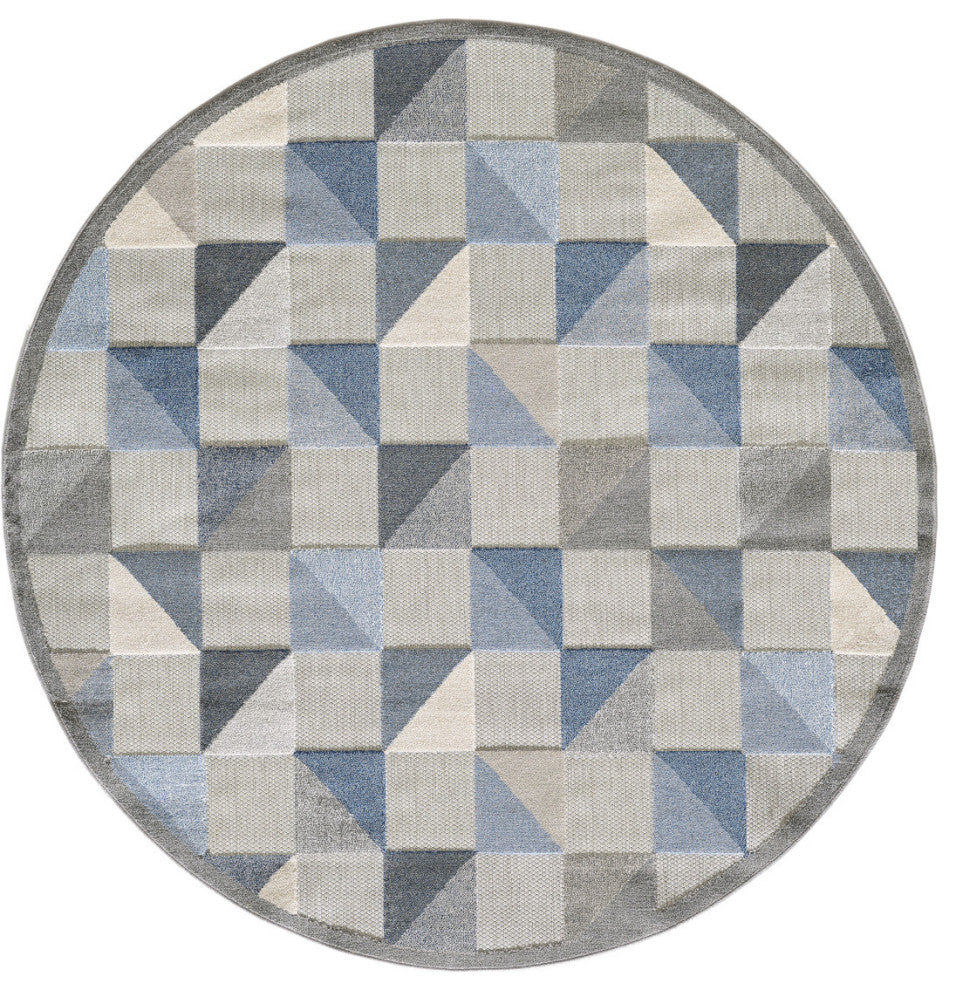 KAS Calla 6923 Blue Scope Area Rug, 7'10' Round