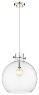 Newton Sphere 1 Light 14" Cord Pendant, Polished Nickel, Clear Glass