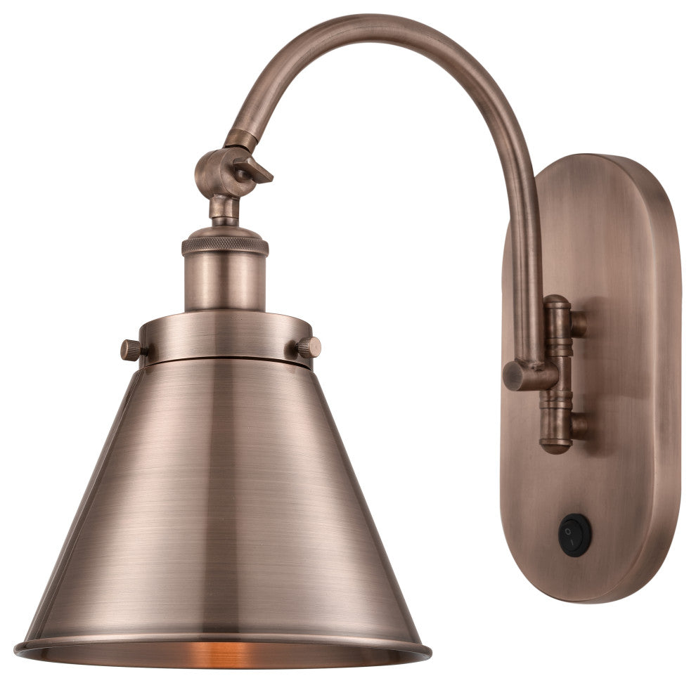Innovations 918-1W-AC-M13-AC-LED 1 Light 8" Sconce, Antique Copper