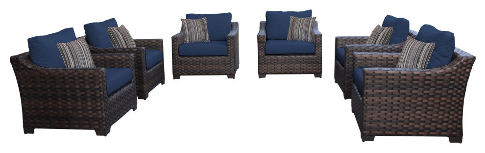 kathy ireland River Brook 6 Piece Wicker Patio Furniture Set, Midnight