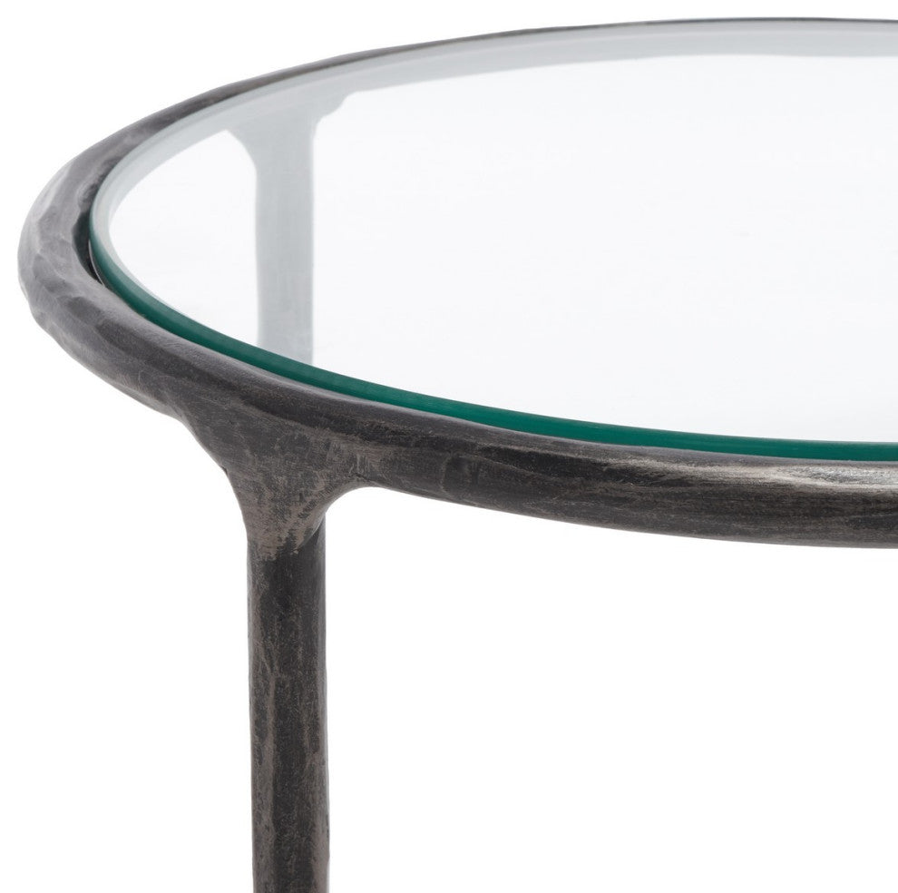 Safavieh Couture Jessa Forged Metal Round End Table, Black