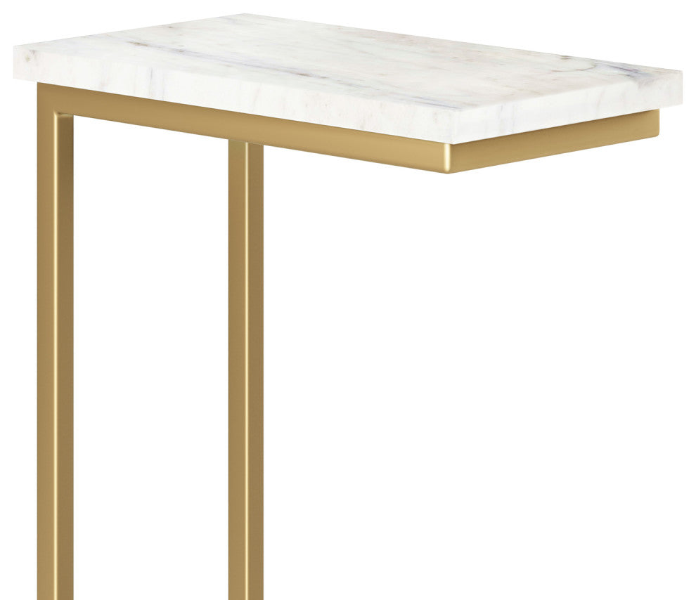 Skyler C Side Table With Marble Top, Marble Top/ Gold