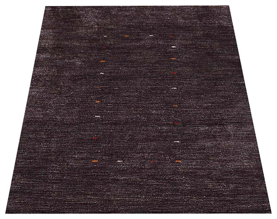 Hand Knotted Loom Silk Mix Area Rug Contemporary Brown