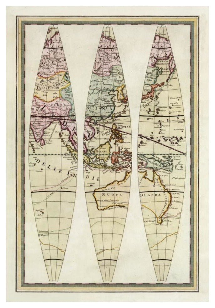 "Globo Terrestre III, 1792" Print by Giovanni Maria Cassini, 27"x38"