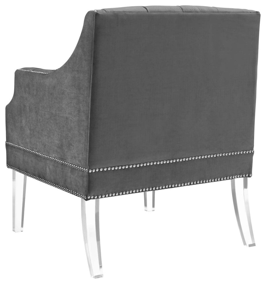 Armchair Accent Chair, Set of 2, Velvet, Gray, Modern, Lounge Hospitality