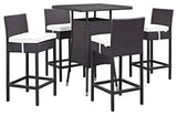 Modway Convene 5 Piece Outdoor Patio Pub Set, Espresso White