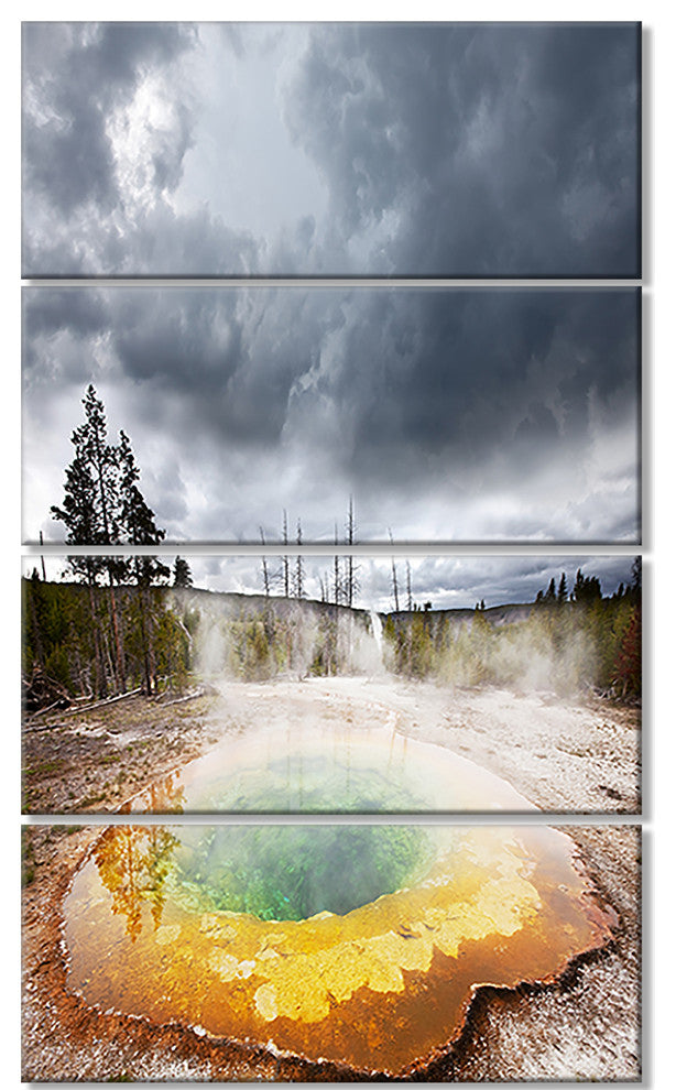 Fantastic Morning Glory Pool, Landscape Canvas Art Print, 28"x48", 4 Panels
