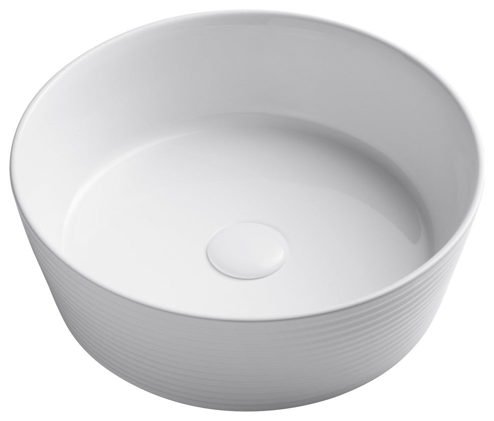 Viva Ceramic Round Vessel Bathroom Sink, White