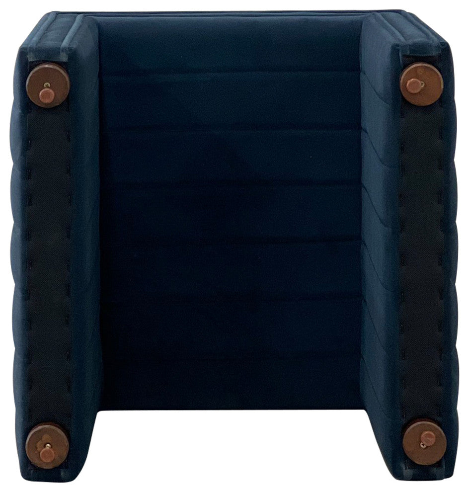 Soft Sapphire Navy Ottoman, Channeled