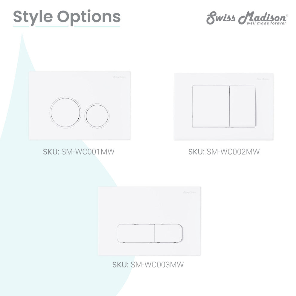 Wall Mount Dual Flush Actuator Plate, Matte White