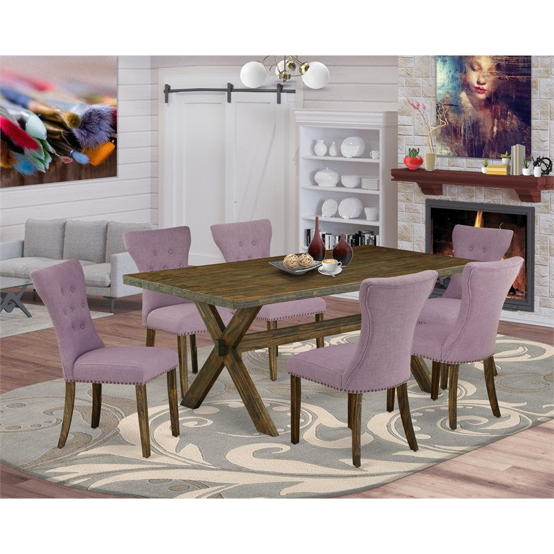 7-Piece Set, 6 Parson Dining Chairs and Dinette Table Hardwood Frame
