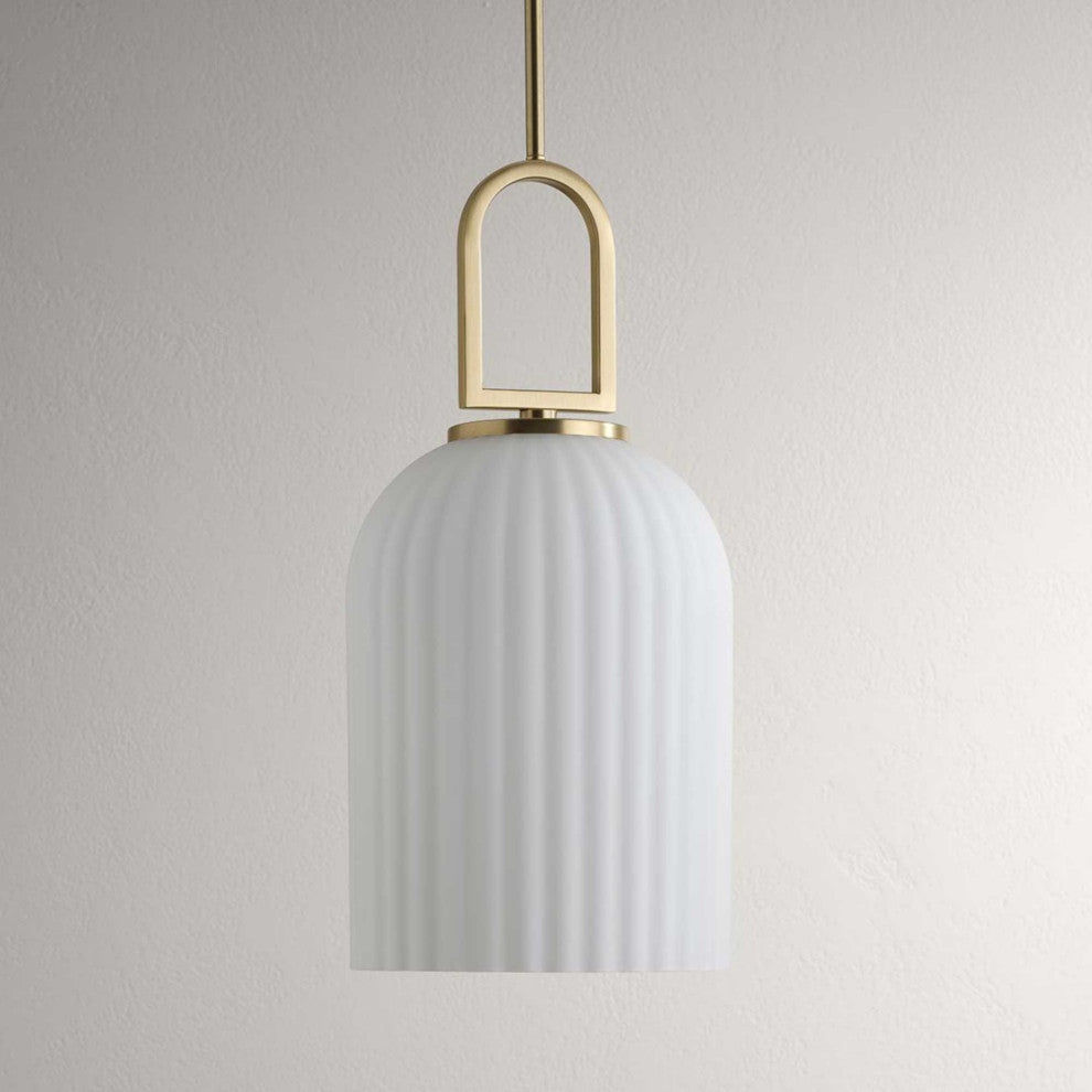 Stanza Collection One-Light New Traditional Pendant Light, Brushed Gold
