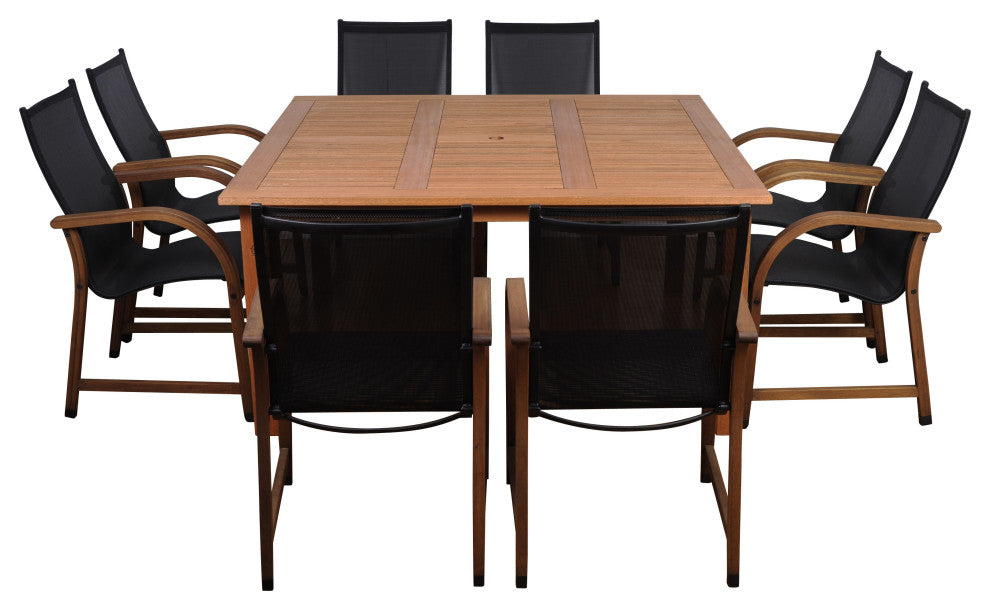 Amazonia Bahamas 9-Piece Square Patio Dining Set | Eucalyptus Wood