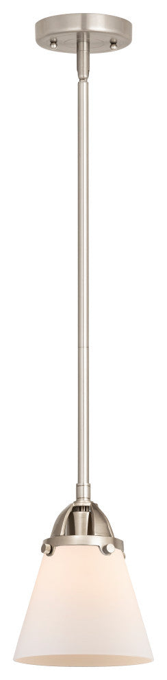 Small Cone Mini Pendant, Brushed Satin Nickel, Matte White, Matte White