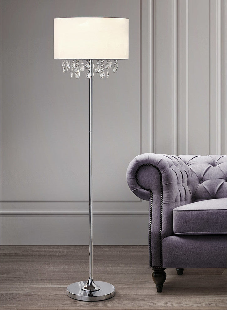 Florence Crystals Floor Lamp, White